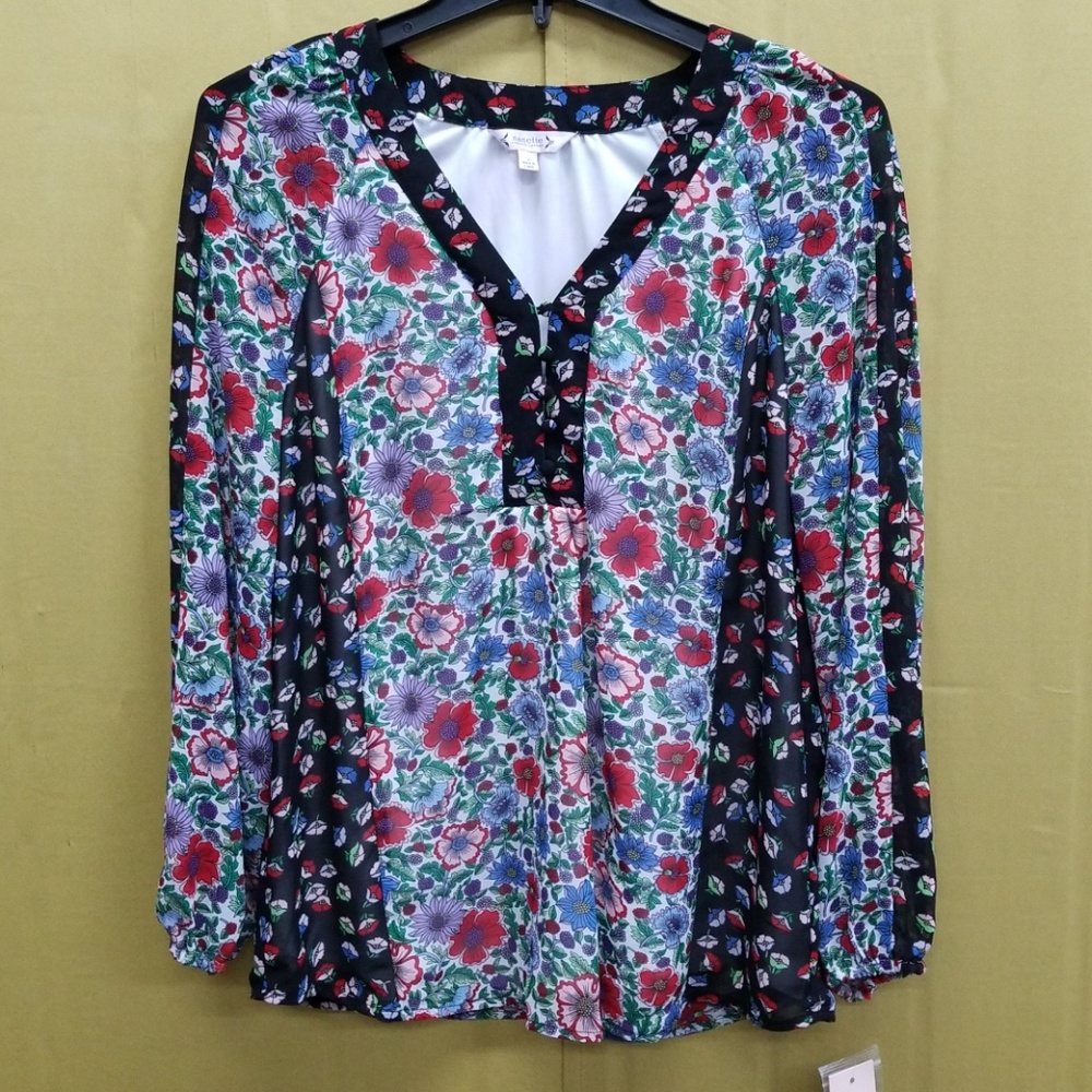 Nanette Lepore Womens Floral Longsleeve shirt XS